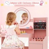 image:imageINFANS Kids Vanity with Lights Princess Makeup Desk with Mirror Storage Shelves Toddler Table and Chair Set Pretend Play for Girls Aged 49Pink