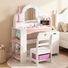 image:imageINFANS Kids Vanity with Lights Princess Makeup Desk with Mirror Jewelry Hanger Fabric Drawers Toddler Table and Chair Set Pretend Play for GirlsWhite with Jewelry Stand