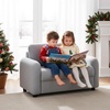 image:imageINFANS Kids Sofa 2 Seat Soft Thick Upholstered Couch with Plush Fabric Solid Wooden Frame Armrest Chair Lounge for Playroom Kids Boys GirlsGrey