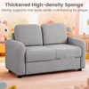 image:imageINFANS Kids Sofa 2 Seat Soft Thick Upholstered Couch with Plush Fabric Solid Wooden Frame Armrest Chair Lounge for Playroom Kids Boys GirlsGrey