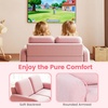 image:imageINFANS Kids Sofa 2 Seat Soft Thick Upholstered Couch with Plush Fabric Solid Wooden Frame Armrest Chair Lounge for Playroom Kids Boys GirlsPink