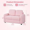 image:imageINFANS Kids Sofa 2 Seat Soft Thick Upholstered Couch with Plush Fabric Solid Wooden Frame Armrest Chair Lounge for Playroom Kids Boys GirlsPink