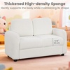 image:imageINFANS Kids Sofa 2 Seat Soft Thick Upholstered Couch with Plush Fabric Solid Wooden Frame Armrest Chair Lounge for Playroom Kids Boys GirlsWhite