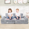 image:imageINFANS Modular Kids Play Couch 10PCS Fluorescent Toddler Creative Sectional Fort Building Sofa for Playroom Bedroom Children Convertible Soft Foam Furniture Playset Floor Cushion Boys Girls8 PCS