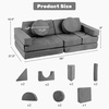 image:imageINFANS Modular Kids Play Couch 13 PCS Toddler Creative Sectional Fort Building Sofa for Bedroom Playroom Children Convertible Versatile Soft Foam Furniture Playset Crawling Floor CushionGrey