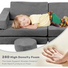 image:imageINFANS Modular Kids Play Couch 13 PCS Toddler Creative Sectional Fort Building Sofa for Bedroom Playroom Children Convertible Versatile Soft Foam Furniture Playset Crawling Floor CushionGrey