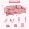 image:imageINFANS Modular Kids Play Couch 13 PCS Toddler Creative Sectional Fort Building Sofa for Bedroom Playroom Children Convertible Versatile Soft Foam Furniture Playset Crawling Floor CushionPink