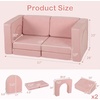 image:imageINFANS Modular Kids Play Couch 8 PCS Toddler Creative Sectional Fort Building Sofa for Playroom Bedroom Children Convertible Versatile Soft Foam Furniture Playset Crawling Floor Cushion GreyPink