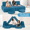 image:imageINFANS Modular Kids Play Couch Toddler Sectional Fort Building Sofa for Playroom Bedroom Convertible Soft Foam Furniture Playset and Floor Cushion for Boys and Girls PinkBlue