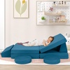 image:imageINFANS Modular Kids Play Couch Toddler Sectional Fort Building Sofa for Playroom Bedroom Convertible Soft Foam Furniture Playset and Floor Cushion for Boys and Girls PinkBlue