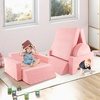 image:imageINFANS Mondular Kids Play Couch 8PCS Toddler Sectional Sofa Building Fort for Bedroom Playroom Imaginative Convertible Floor Cushion Foam Set for Boys GirlsPink