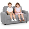 image:imageINFANS Kids Sofa 2 Seat Soft Thick Upholstered Couch with Plush Fabric Solid Wooden Frame Armrest Chair Lounge for Playroom Kids Boys GirlsGrey