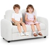 image:imageINFANS Kids Sofa 2 Seat Soft Thick Upholstered Couch with Plush Fabric Solid Wooden Frame Armrest Chair Lounge for Playroom Kids Boys GirlsWhite
