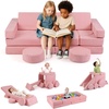 image:imageINFANS Modular Kids Play Couch 13 PCS Toddler Creative Sectional Fort Building Sofa for Bedroom Playroom Children Convertible Versatile Soft Foam Furniture Playset Crawling Floor CushionPink