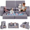 image:imageINFANS Modular Kids Play Couch 8 PCS Toddler Creative Sectional Fort Building Sofa for Playroom Bedroom Children Convertible Versatile Soft Foam Furniture Playset Crawling Floor Cushion GreyGrey