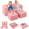 image:imageINFANS Modular Kids Play Couch Toddler Sectional Fort Building Sofa for Playroom Bedroom Convertible Soft Foam Furniture Playset and Floor Cushion for Boys and Girls PinkPink