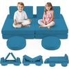 image:imageINFANS Modular Kids Play Couch Toddler Sectional Fort Building Sofa for Playroom Bedroom Convertible Soft Foam Furniture Playset and Floor Cushion for Boys and Girls PinkBlue