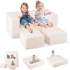 image:imageINFANS Modular Kids Play Couch Toddler Sectional Fort Building Sofa for Playroom Bedroom Convertible Soft Foam Furniture Playset and Floor Cushion for Boys and Girls PinkBeige