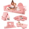 image:imageINFANS Mondular Kids Play Couch 8PCS Toddler Sectional Sofa Building Fort for Bedroom Playroom Imaginative Convertible Floor Cushion Foam Set for Boys GirlsPink