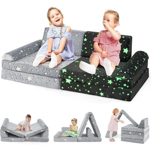 image:imageINFANS Modular Kids Play Couch 10PCS Fluorescent Toddler Creative Sectional Fort Building Sofa for Playroom Bedroom Children Convertible Soft Foam Furniture Playset Floor Cushion Boys Girls8 PCS