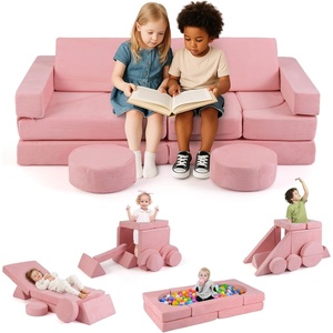 image:imageINFANS Modular Kids Play Couch 13 PCS Toddler Creative Sectional Fort Building Sofa for Bedroom Playroom Children Convertible Versatile Soft Foam Furniture Playset Crawling Floor CushionPink