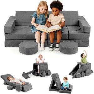 image:imageINFANS Modular Kids Play Couch 13 PCS Toddler Creative Sectional Fort Building Sofa for Bedroom Playroom Children Convertible Versatile Soft Foam Furniture Playset Crawling Floor CushionGrey