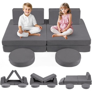 image:imageINFANS Modular Kids Play Couch 6 PCS Toddler Creative Sectional Fort Building Sofa for Playroom Bedroom Children Convertible Soft Foam Furniture Playset and Floor Cushion for Boys and Girls