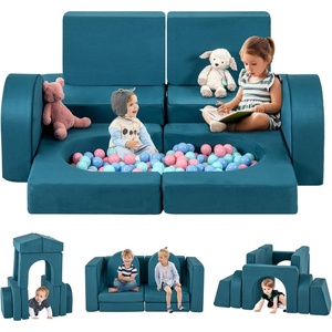 image:imageINFANS Modular Kids Play Couch 8 PCS Toddler Creative Sectional Fort Building Sofa for Playroom Bedroom Children Convertible Versatile Soft Foam Furniture Playset Crawling Floor Cushion GreyBlue