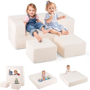 image:imageINFANS Modular Kids Play Couch Toddler Sectional Fort Building Sofa for Playroom Bedroom Convertible Soft Foam Furniture Playset and Floor Cushion for Boys and Girls PinkBeige