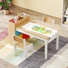 image:imageINFANS Kids Study Desk and Chair Set Wooden Learning Table with Storage Hutch Drawer Paper Roll Round MDF Student Furniture for Writing Drawing Ages 3Natural
