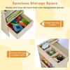 image:imageINFANS Kids Study Desk and Chair Set Wooden Learning Table with Storage Hutch Drawer Paper Roll Round MDF Student Furniture for Writing Drawing Ages 3Natural