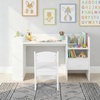 image:imageINFANS Kids Study Desk and Chair Set Wooden Learning Table with Storage Hutch Drawer Paper Roll Round MDF Student Furniture for Writing Drawing Ages 3White