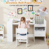 image:imageINFANS Kids Study Desk and Chair Set Wooden Learning Table with Storage Hutch Drawer Paper Roll Round MDF Student Furniture for Writing Drawing Ages 3White
