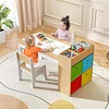 image:imageINFANS Kids Study Desk and Chair Set Wooden Learning Table with Storage Hutch Drawer Paper Roll Round MDF Student Furniture for Writing Drawing Ages 3Natural