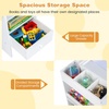 image:imageINFANS Kids Study Desk and Chair Set Wooden Learning Table with Storage Hutch Drawer Paper Roll Round MDF Student Furniture for Writing Drawing Ages 3White