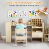 image:imageINFANS Kids Study Desk and Chair Set Wooden Learning Table with Storage Hutch Drawer Paper Roll Round MDF Student Furniture for Writing Drawing Ages 3Natural