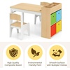 image:imageINFANS Kids Study Desk and Chair Set Wooden Learning Table with Storage Hutch Drawer Paper Roll Round MDF Student Furniture for Writing Drawing Ages 3Natural