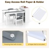 image:imageINFANS Kids Study Desk and Chair Set Wooden Learning Table with Storage Hutch Drawer Paper Roll Round MDF Student Furniture for Writing Drawing Ages 3Grey
