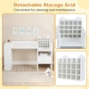 image:imageINFANS Kids Study Desk and Chair Set Wooden Learning Table with Storage Hutch Drawer Paper Roll Round MDF Student Furniture for Writing Drawing Ages 3White