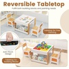 image:imageINFANS Kids Table and Chair Set 4 in 1 Building Block Wooden Activity Desk with Reversible Tabletop Storage Drawers Bookshelves for Toddlers Art Craft Learning Reading Drawing Playroom NaturalNatural