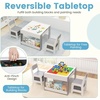 image:imageINFANS Kids Table and Chair Set 4 in 1 Building Block Wooden Activity Desk with Reversible Tabletop Storage Drawers Bookshelves for Toddlers Art Craft Learning Reading Drawing Playroom NaturalGrey
