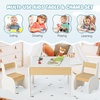 image:imageINFANS Kids Table and Chair Set 4 in 1 Building Block Wooden Activity Desk with Reversible Tabletop Storage Drawers Bookshelves for Toddlers Art Craft Learning Reading Drawing Playroom NaturalWhite