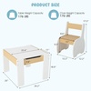image:imageINFANS Kids Table and Chair Set 4 in 1 Building Block Wooden Activity Desk with Reversible Tabletop Storage Drawers Bookshelves for Toddlers Art Craft Learning Reading Drawing Playroom NaturalWhite