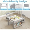 image:imageINFANS Kids Table and Chair Set 4 in 1 Building Block Wooden Activity Desk with Reversible Tabletop Storage Drawers Bookshelves for Toddlers Art Craft Learning Reading Drawing Playroom NaturalGrey