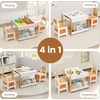 image:imageINFANS Kids Table and Chair Set 4 in 1 Building Block Wooden Activity Desk with Reversible Tabletop Storage Drawers Bookshelves for Toddlers Art Craft Learning Reading Drawing Playroom NaturalNatural