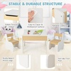 image:imageINFANS Kids Table and Chair Set 4 in 1 Building Block Wooden Activity Desk with Reversible Tabletop Storage Drawers Bookshelves for Toddlers Art Craft Learning Reading Drawing Playroom NaturalWhite