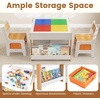 image:imageINFANS Kids Table and Chair Set 4 in 1 Building Block Wooden Activity Desk with Reversible Tabletop Storage Drawers Bookshelves for Toddlers Art Craft Learning Reading Drawing Playroom NaturalNatural