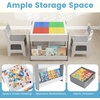 image:imageINFANS Kids Table and Chair Set 4 in 1 Building Block Wooden Activity Desk with Reversible Tabletop Storage Drawers Bookshelves for Toddlers Art Craft Learning Reading Drawing Playroom NaturalGrey