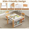 image:imageINFANS Kids Table and Chair Set 4 in 1 Building Block Wooden Activity Desk with Reversible Tabletop Storage Drawers Bookshelves for Toddlers Art Craft Learning Reading Drawing Playroom NaturalNatural