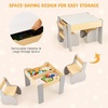 image:imageINFANS Kids Table and Chair Set 4 in 1 Building Block Wooden Activity Desk with Reversible Tabletop Storage Drawers Bookshelves for Toddlers Art Craft Learning Reading Drawing Playroom NaturalGrey